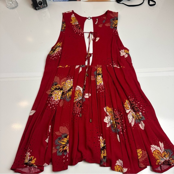 Free People Scarlet Floral Backless Mini Dress | 100% Rayon Boho Festival Summer - Picture 4 of 10